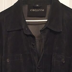 Men Claiborne Charcoal Shirt/Suede Black